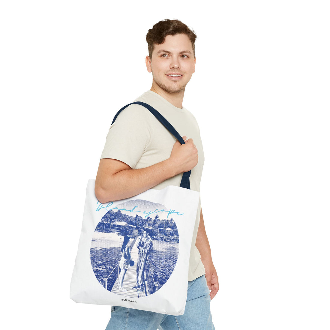 Island Escape Tote Bag | Vintage Beach Travel Canvas Bag