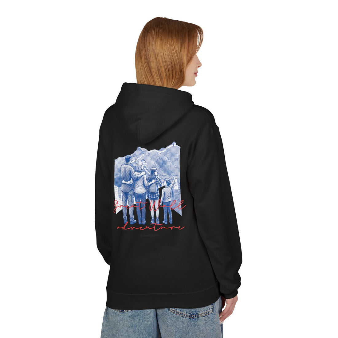 Große Mauer Familienabenteuer Hoodie – Vintage Reise Wahrzeichen Grafik Pullover Sweatshirt