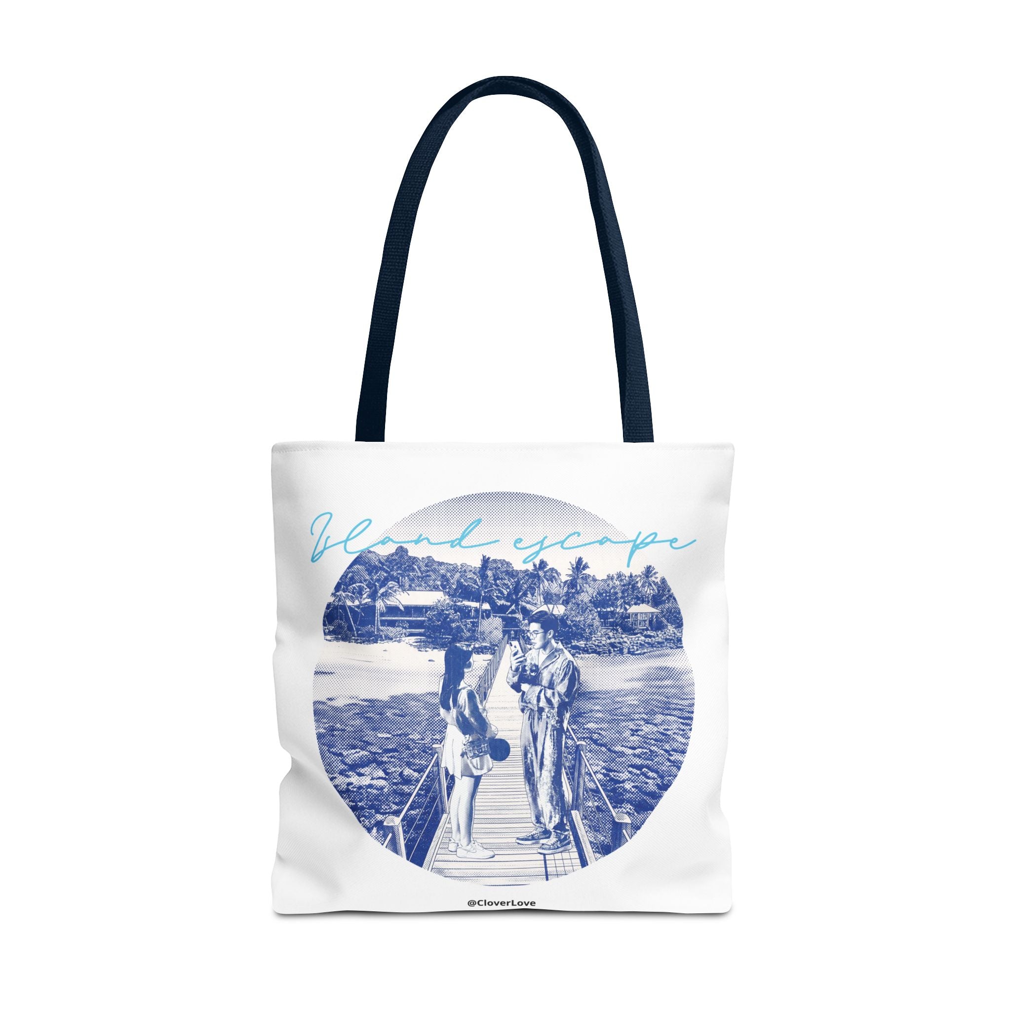 Island Escape Tote Bag | Vintage Beach Travel Canvas Bag