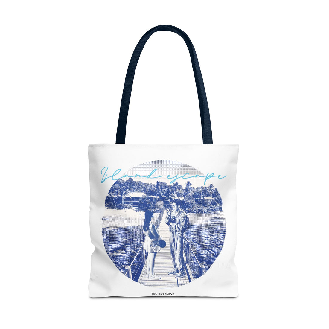 Island Escape Tote Bag | Vintage Beach Travel Canvas Bag