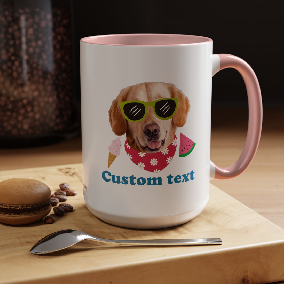 Süße Sommer Hunde-Tasse | Personalisierte Hunde-Foto-Kaffeetasse mit individuellem Text