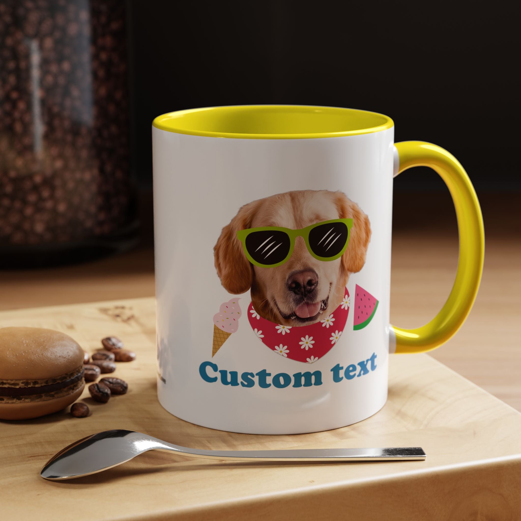 Süße Sommer Hunde-Tasse | Personalisierte Hunde-Foto-Kaffeetasse mit individuellem Text