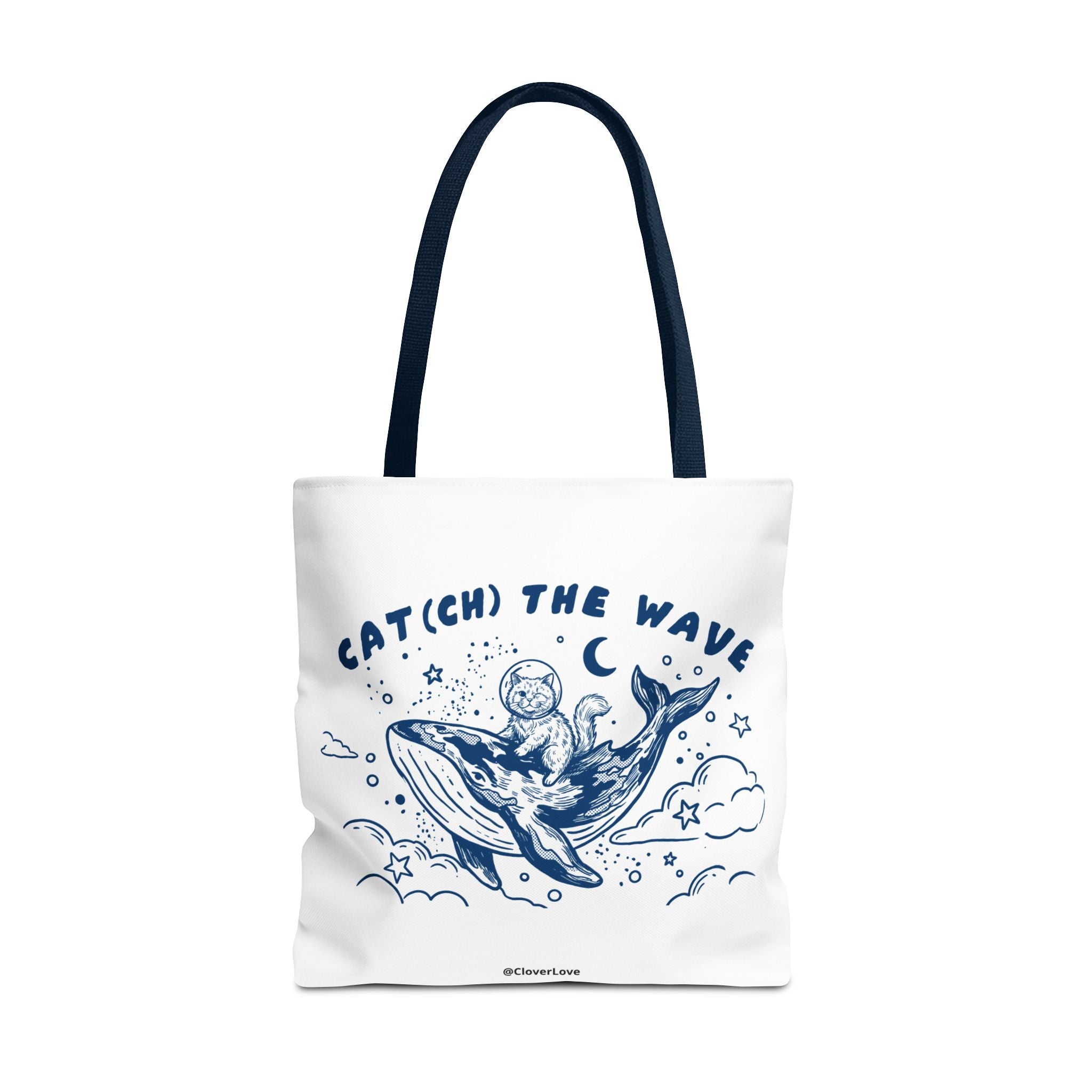 Cat Whale Adventure Tote Bag | Vintage Ocean Graphic Canvas Bag