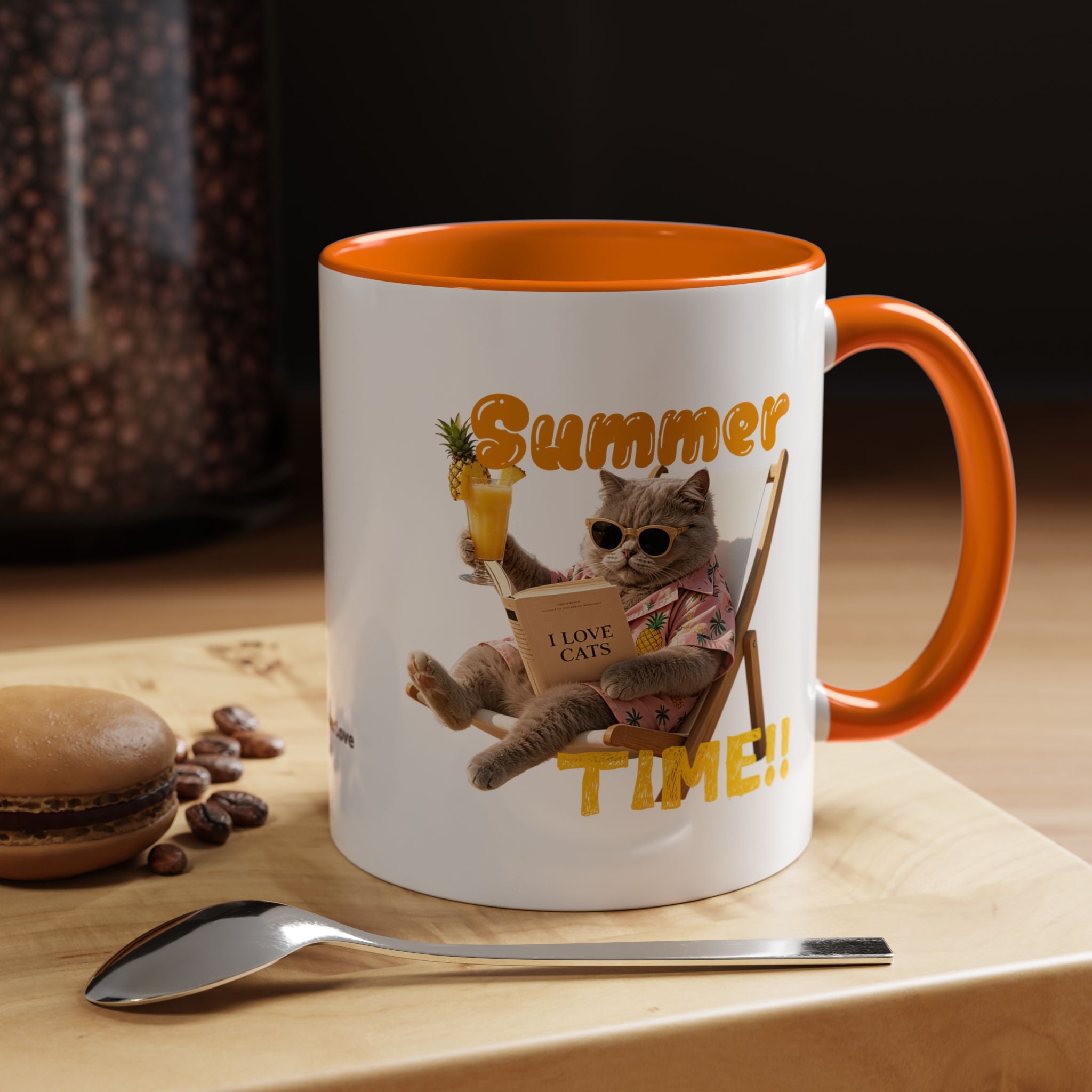Funny Cat Summer Mug - Cute Beach Coffee Cup for Cat Lovers