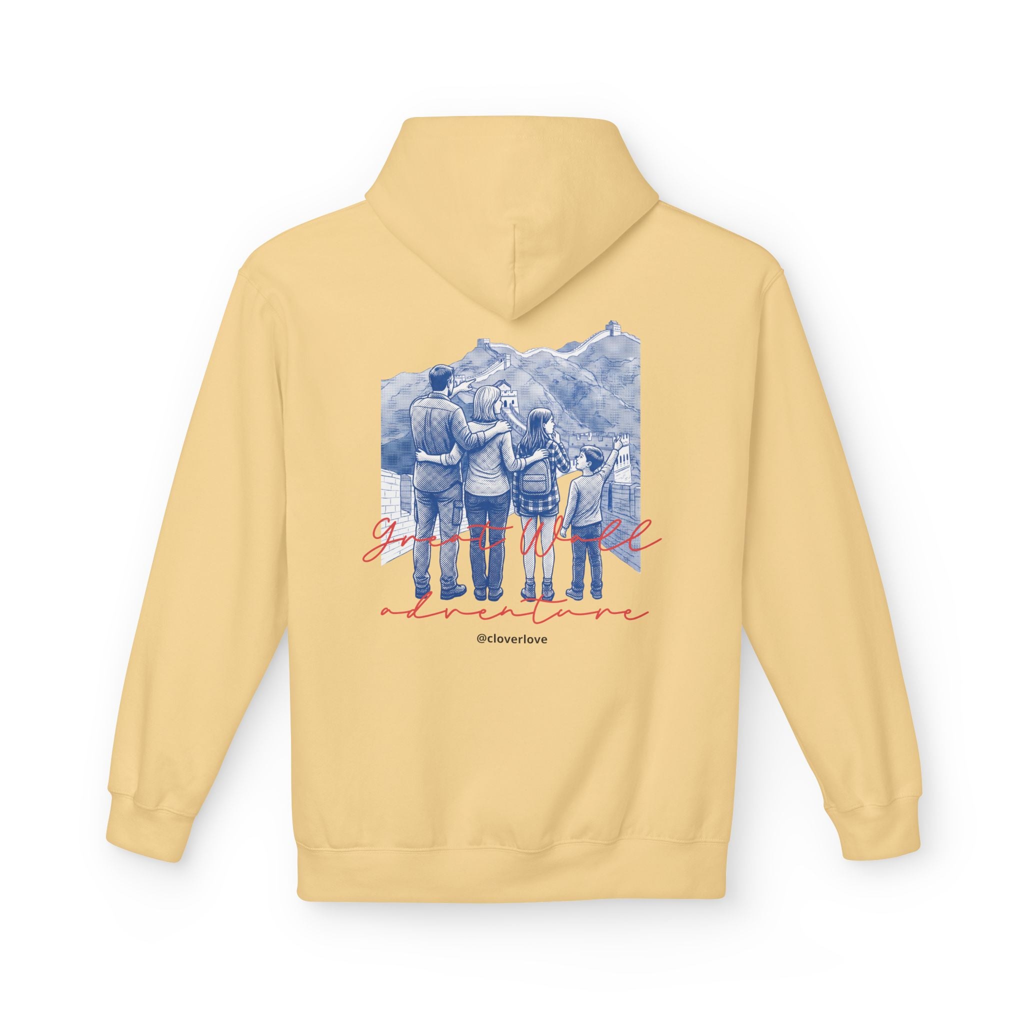Große Mauer Familienabenteuer Hoodie – Vintage Reise Wahrzeichen Grafik Pullover Sweatshirt