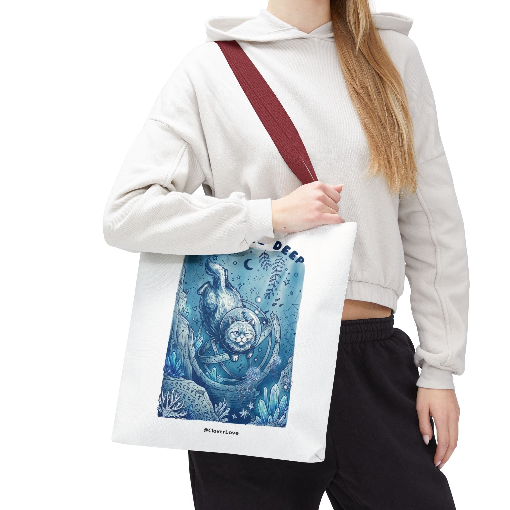 Cat Deep Sea Adventure Tote Bag | Vintage Ocean Explorer Canvas Bag