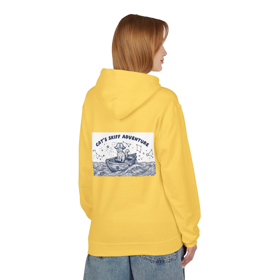 Cat's Skiff Adventure Hoodie | Vintage Ocean Nautical Graphic Sweatshirt