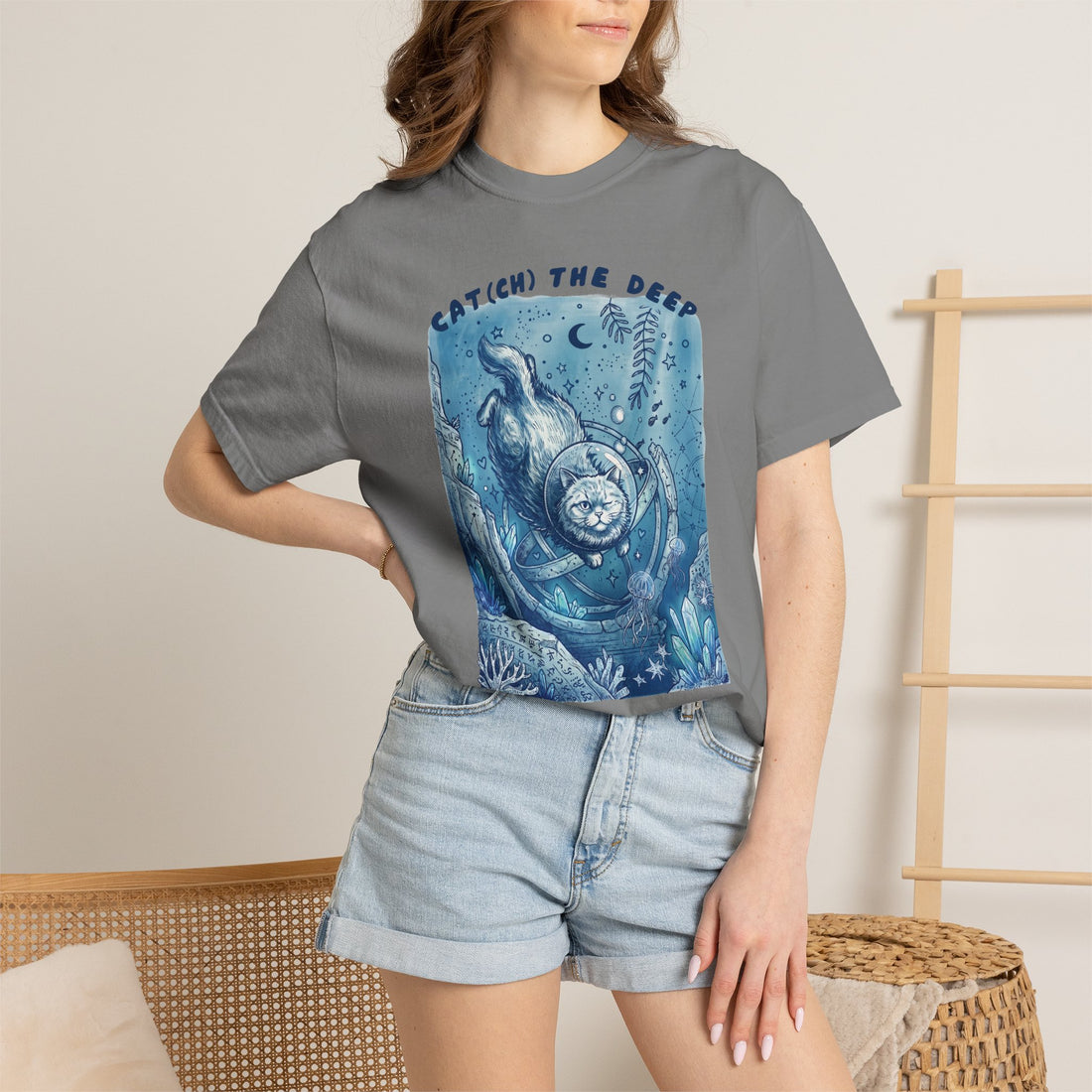 Cat(ch) The Deep Sea T-Shirt - Deep Ocean Fantasy Shirt for Cat Lovers