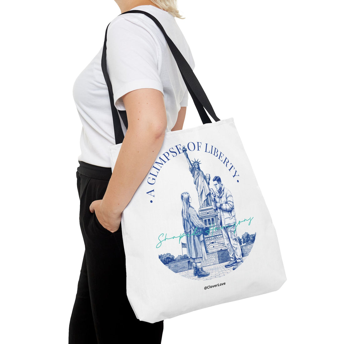 A Glimpse Of Liberty Travel Tote Bag | Statue of Liberty New York Canvas Tote Bag