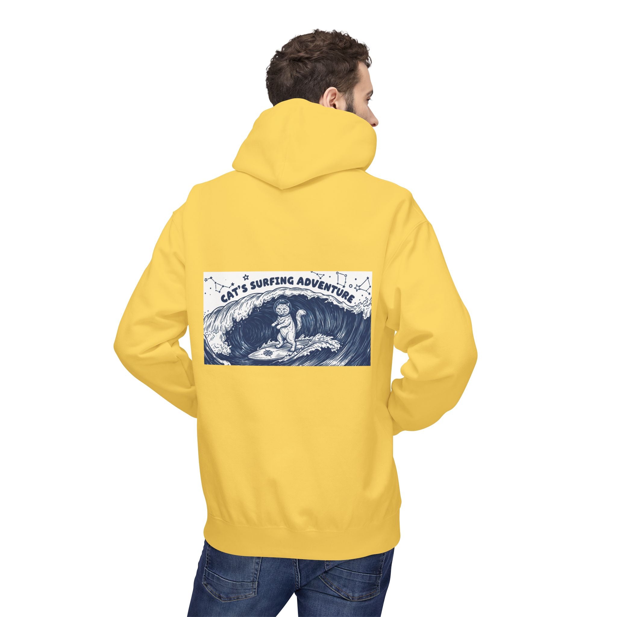 Cat's Surfing Adventure Hoodie | Vintage Ocean Graphic Sweatshirt