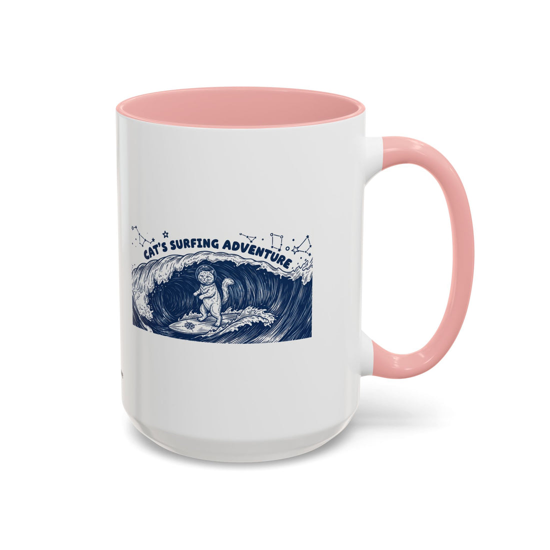 Cat's Surfing Adventure Ocean Wave Mug - Cute Cat Lover Coffee Cup