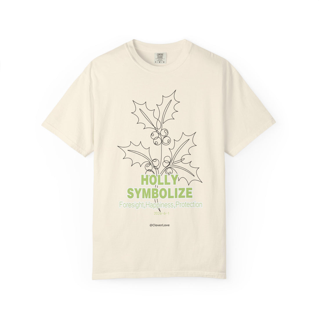 Holly Botanical T-Shirt - Winter Floral Graphic Shirt for Nature Lovers