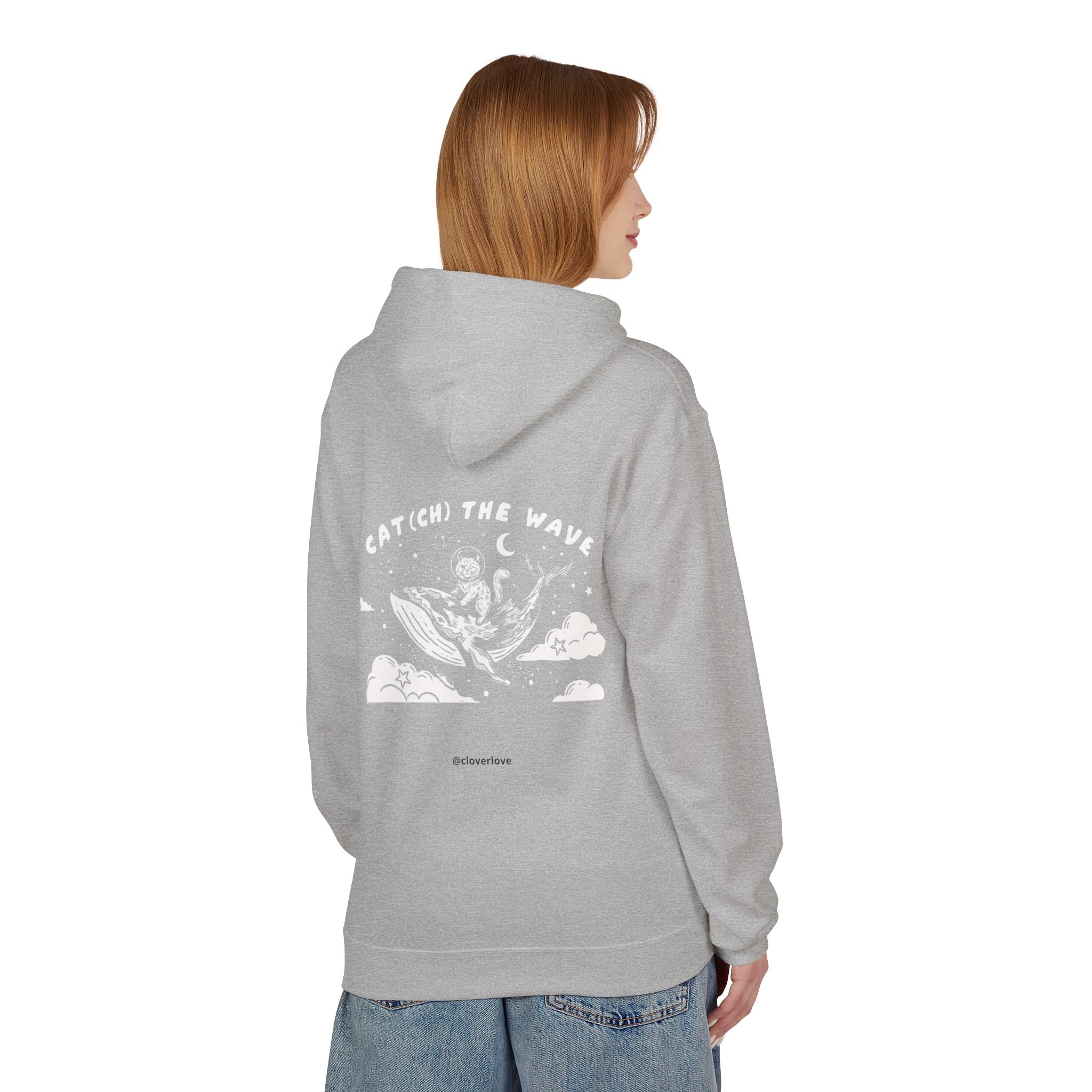 Kapuzenpullover „Katze & Wal Abenteuer“ | Vintage-Sweatshirt mit Ozean-Grafik