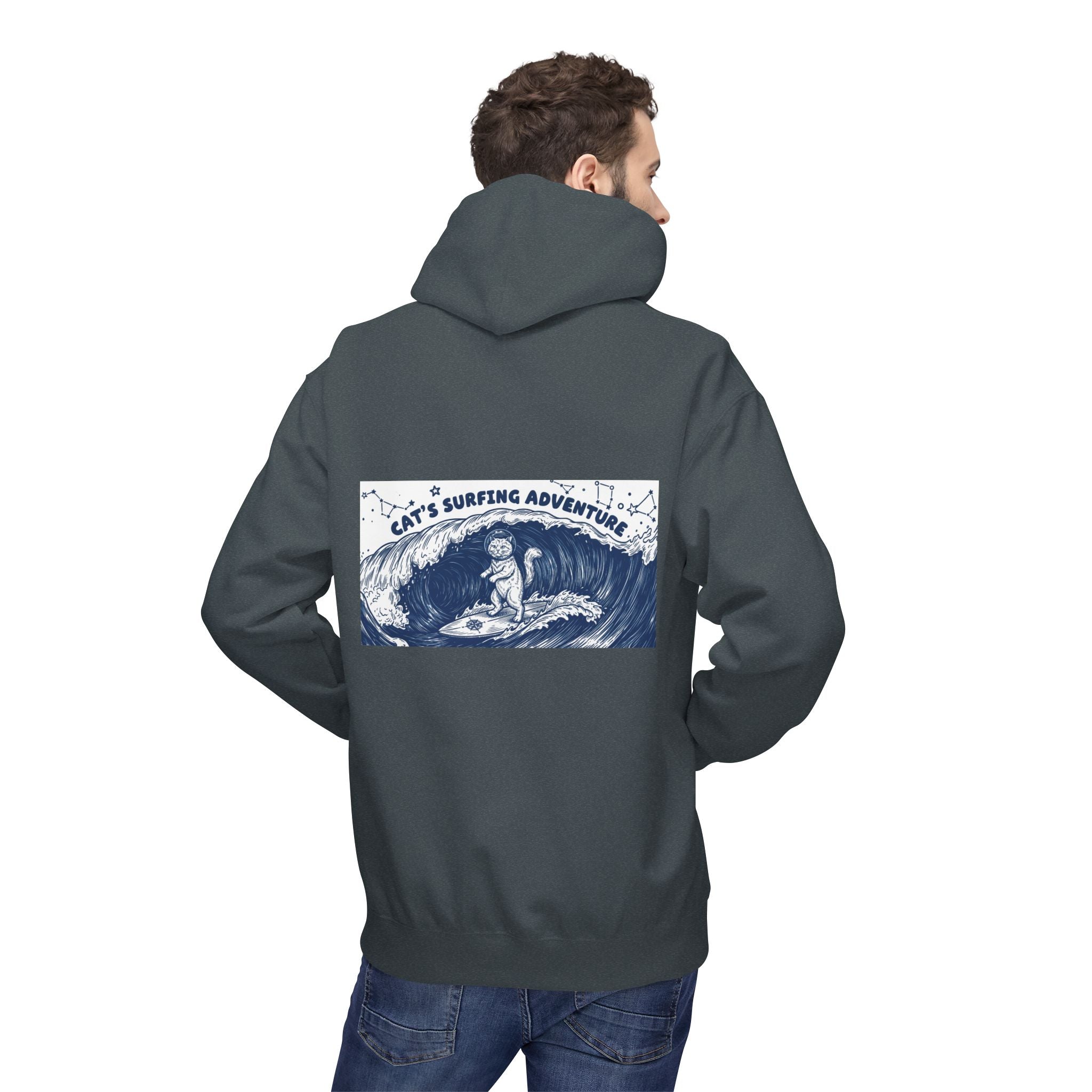 Cat's Surfing Adventure Hoodie | Vintage Ocean Graphic Sweatshirt