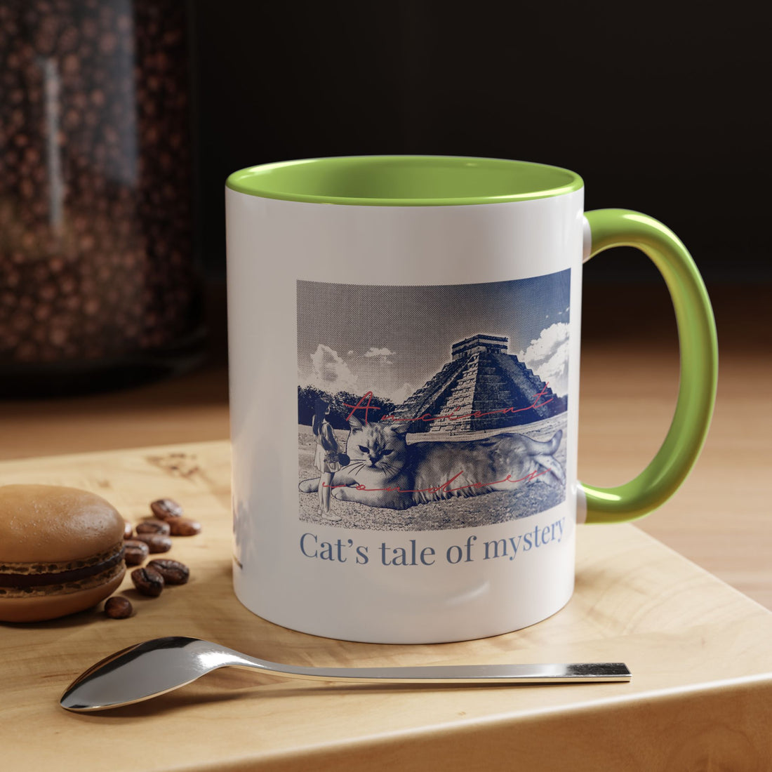 Chichen Itza Cat Travel Mug - Mexico Landmark Coffee Cup for Cat Lovers
