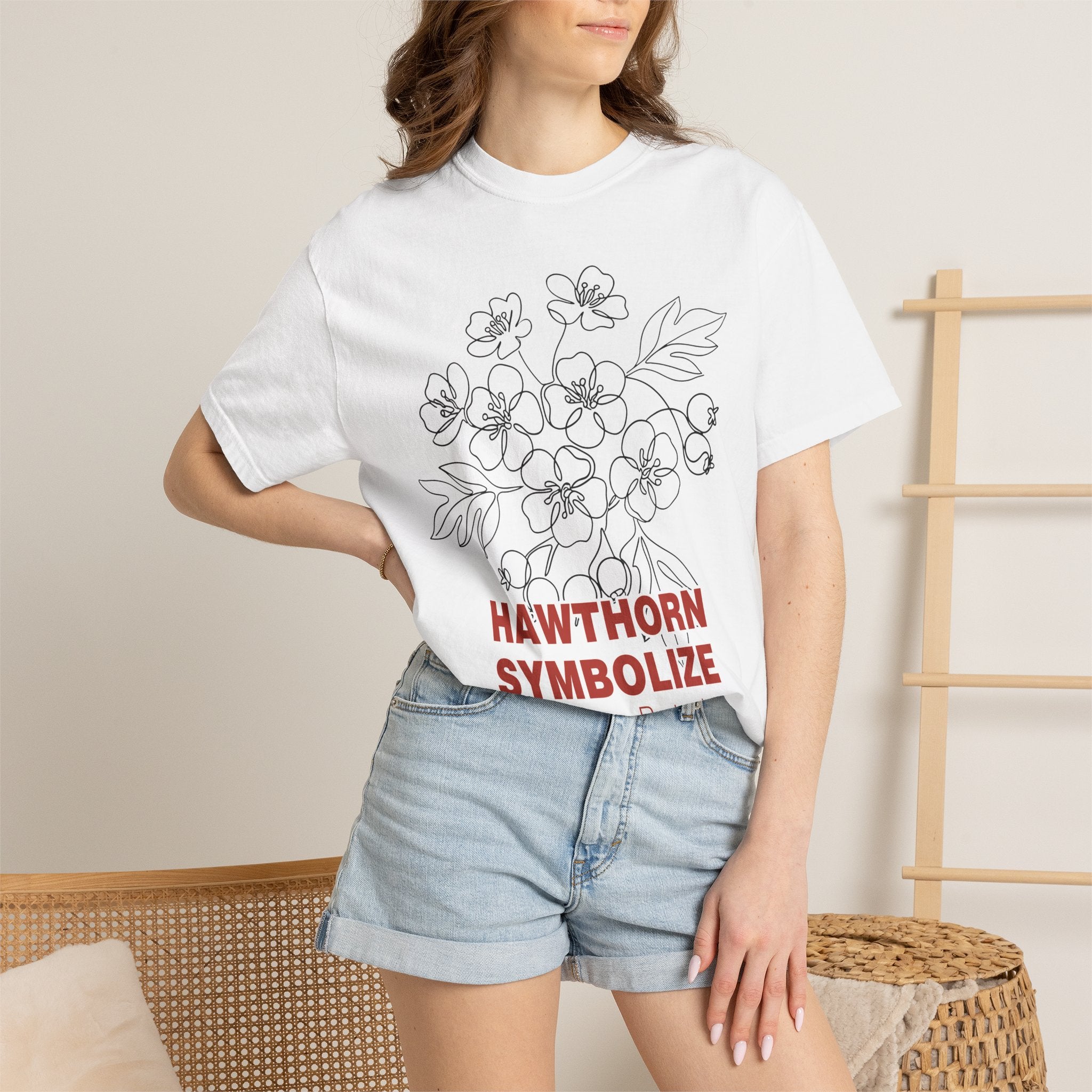 Hawthorn Flower T-Shirt - Botanical Graphic Shirt for Flower Lovers