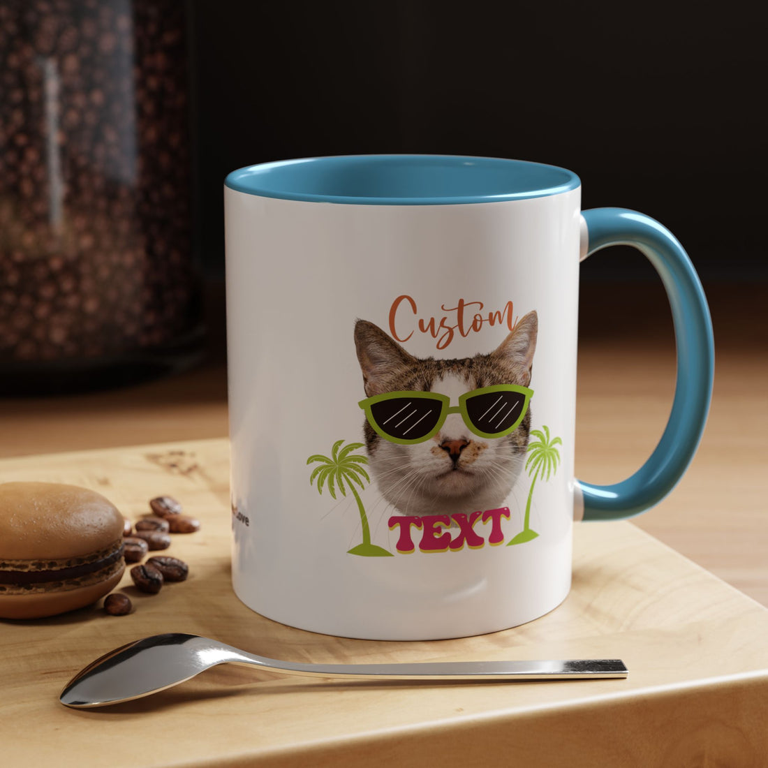 Cool Cat Summer Mug | Personalized Cat Photo Coffee Cup With Custom Text
