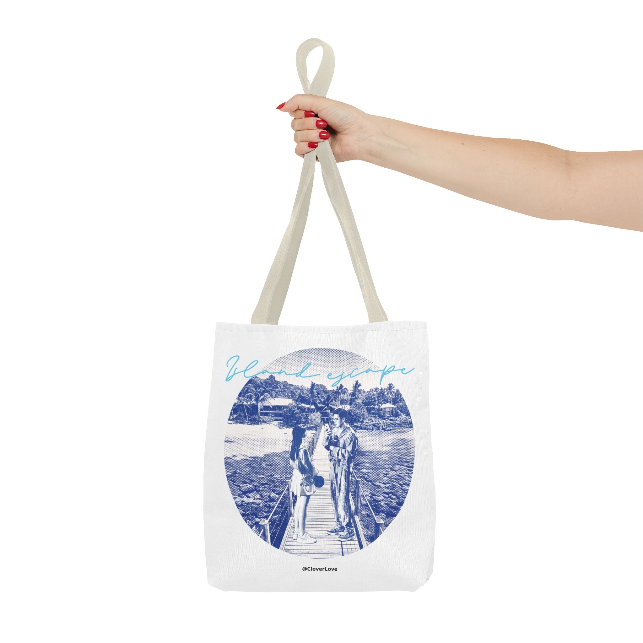 Island Escape Tote Bag | Vintage Beach Travel Canvas Bag
