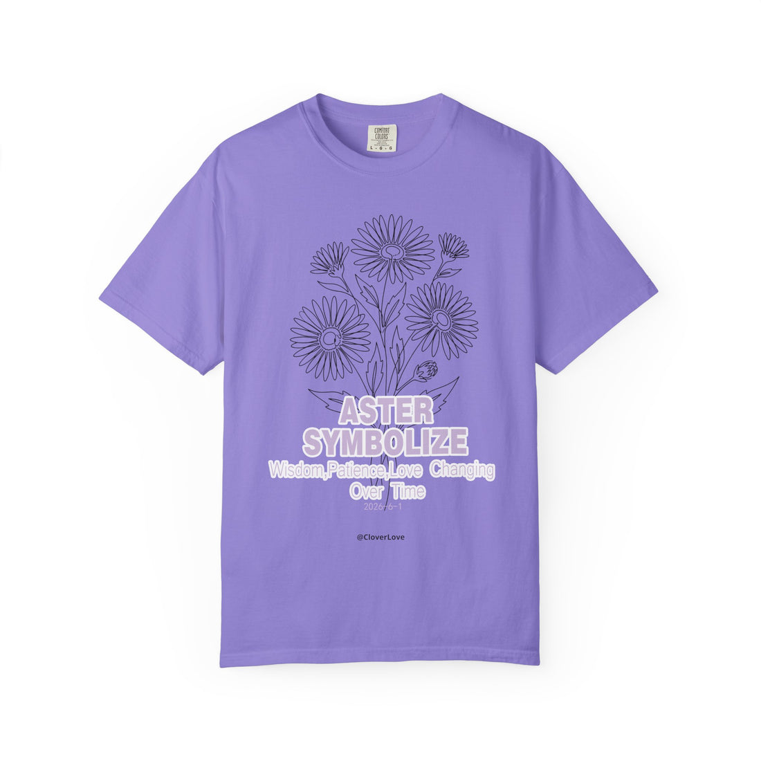 Aster Flower T-Shirt - Botanical Graphic Shirt for Flower Lovers