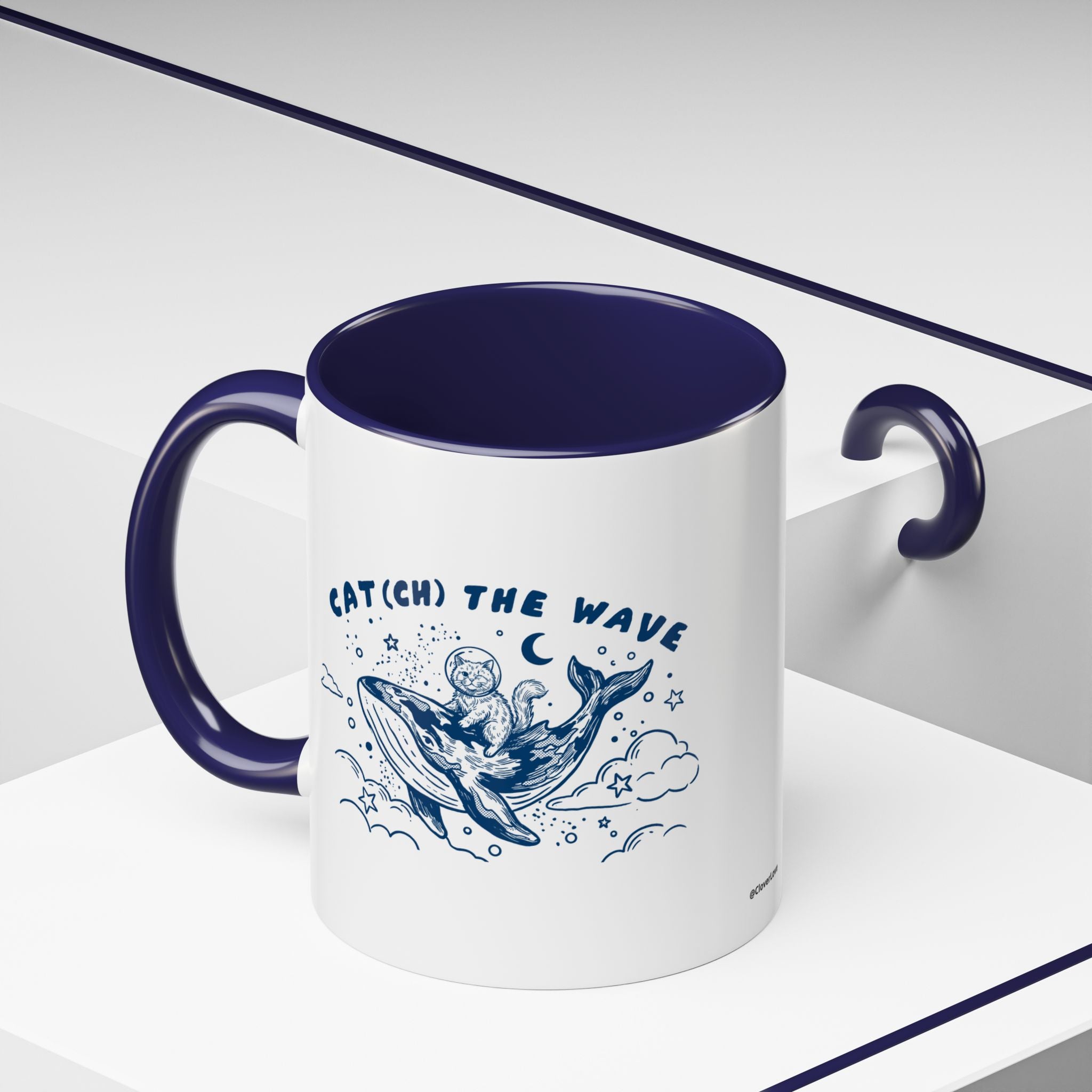 Cat's Wave Adventure Mug - Cute Cat Whale Ocean Coffee Cup