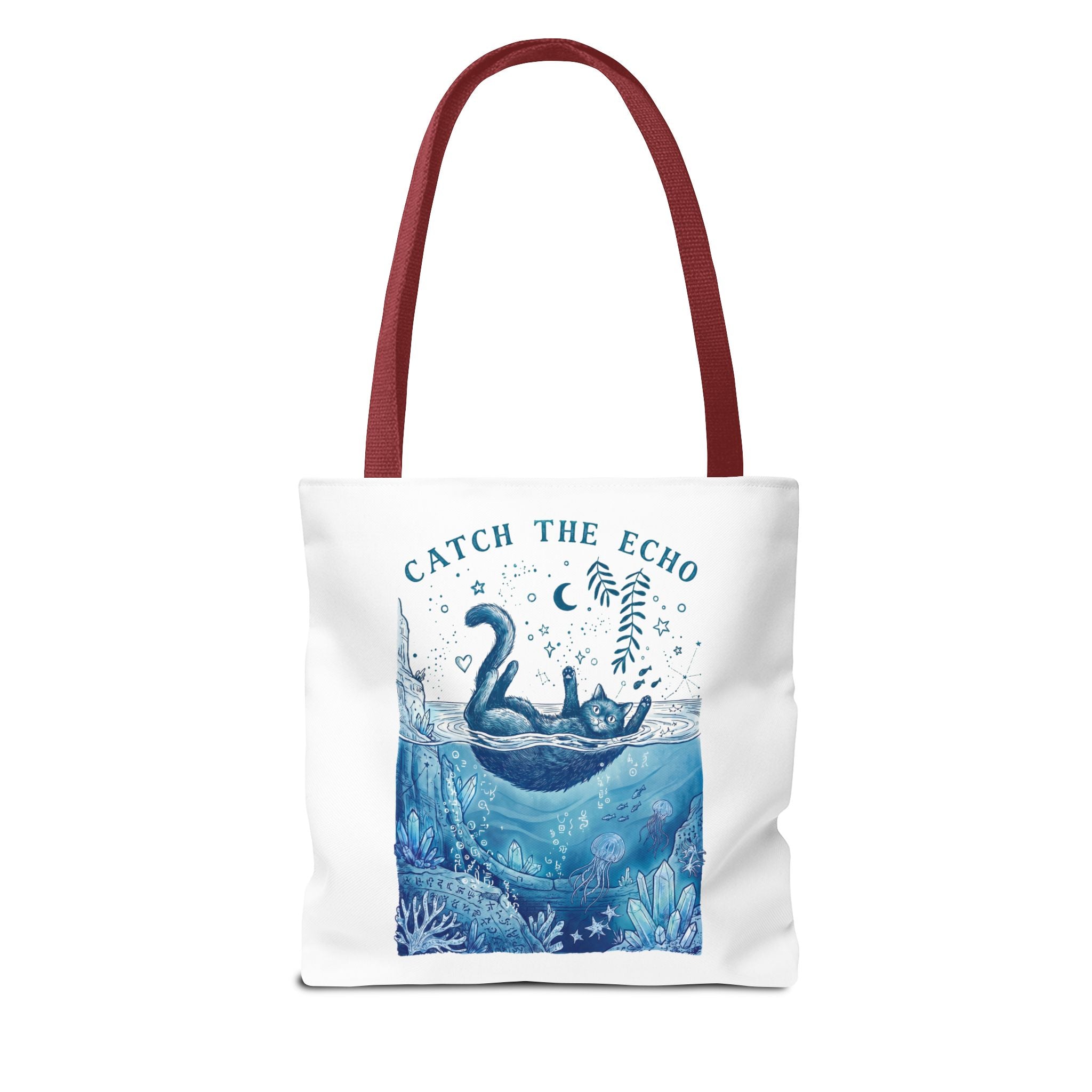 Cat Ocean Adventure Tote Bag | Vintage Underwater Graphic Canvas Bag
