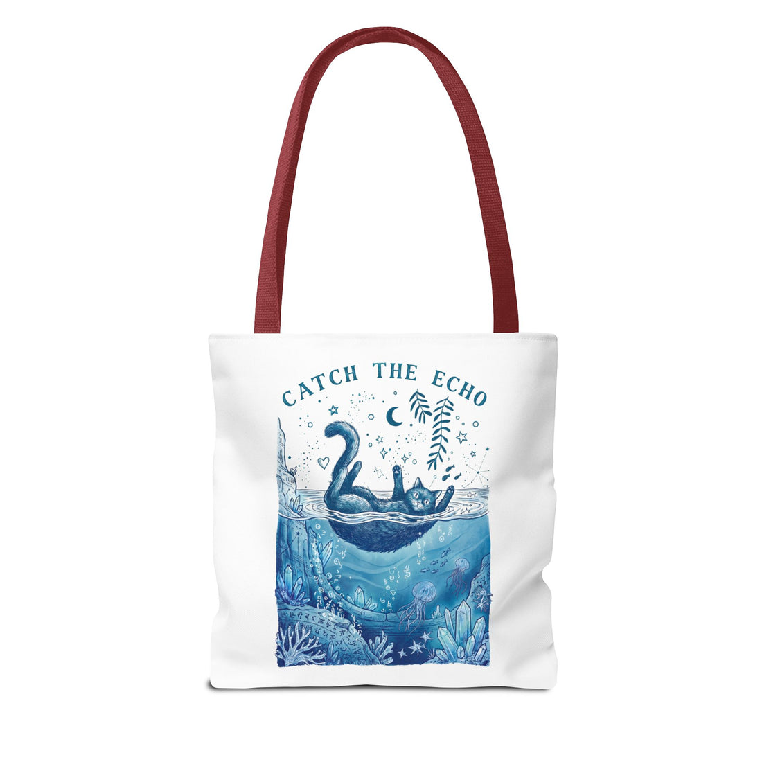 Cat Ocean Adventure Tote Bag | Vintage Underwater Graphic Canvas Bag