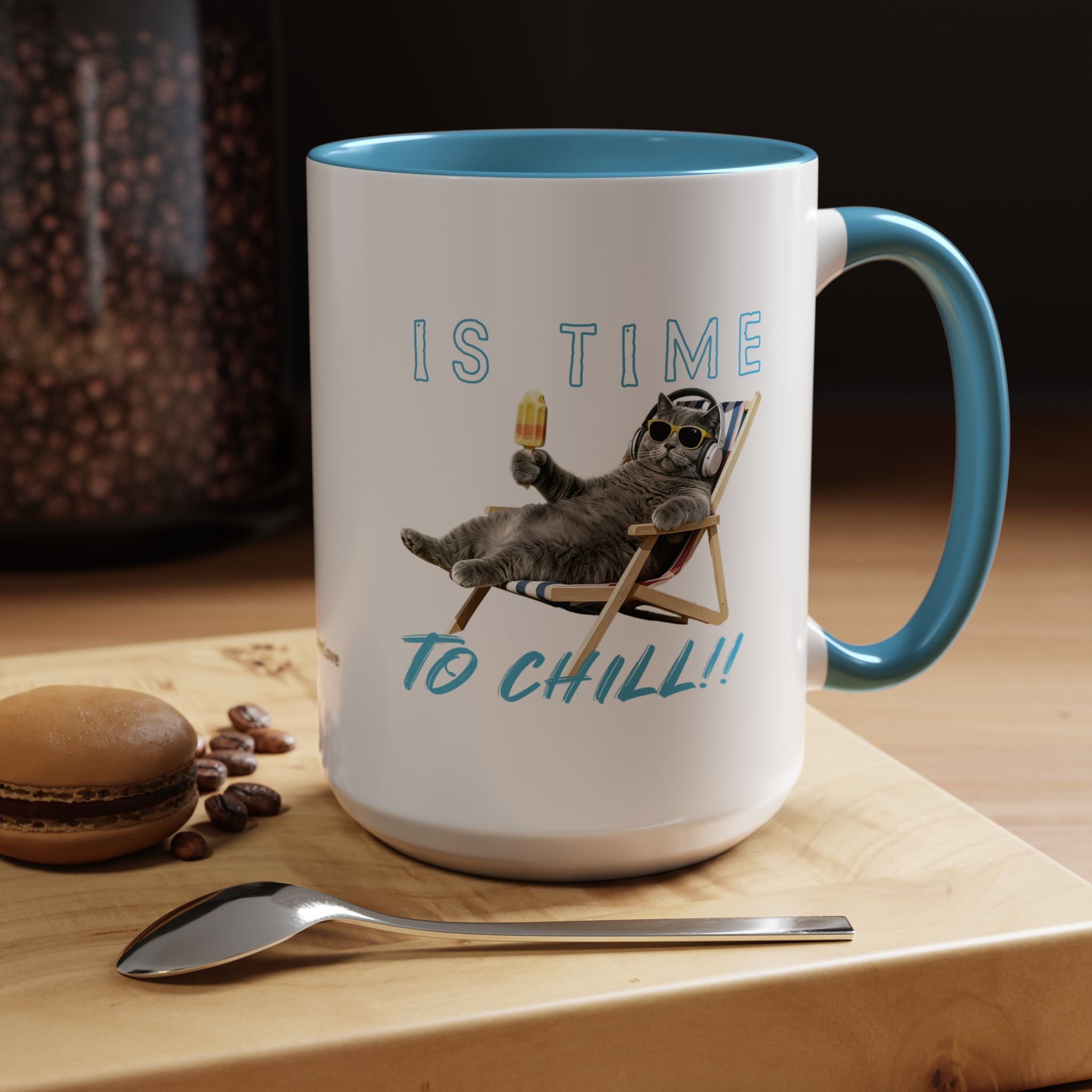 Chill Cat Summer Mug | Personalized Cat Photo Coffee Cup With Custom Text