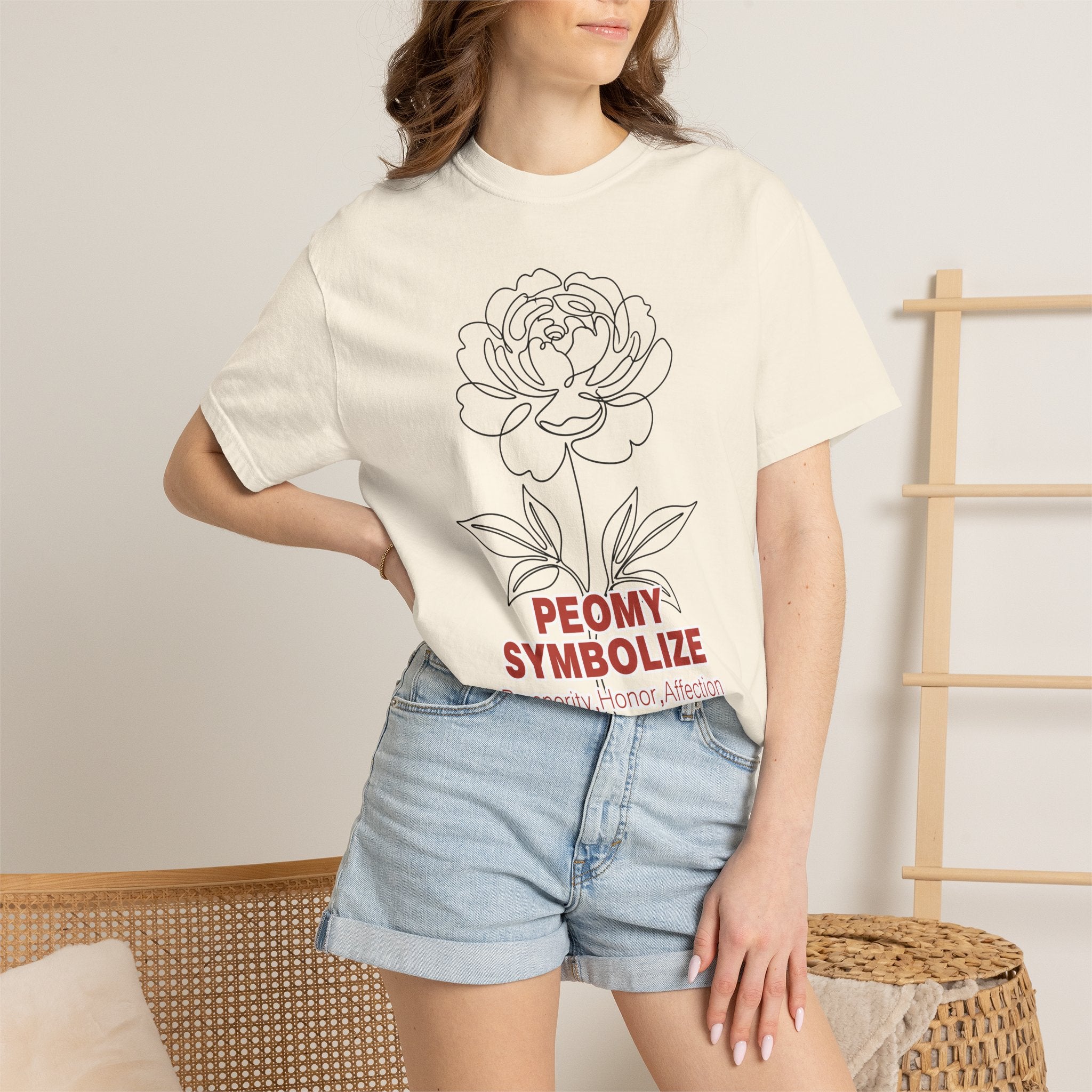 Peony Flower T-Shirt - Elegant Botanical Graphic Shirt for Flower Lovers