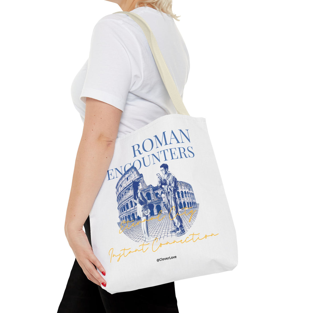 Roman Encounter Travel Tote Bag | Vintage Italy Rome Colosseum Canvas Tote Bag for Travel Lovers