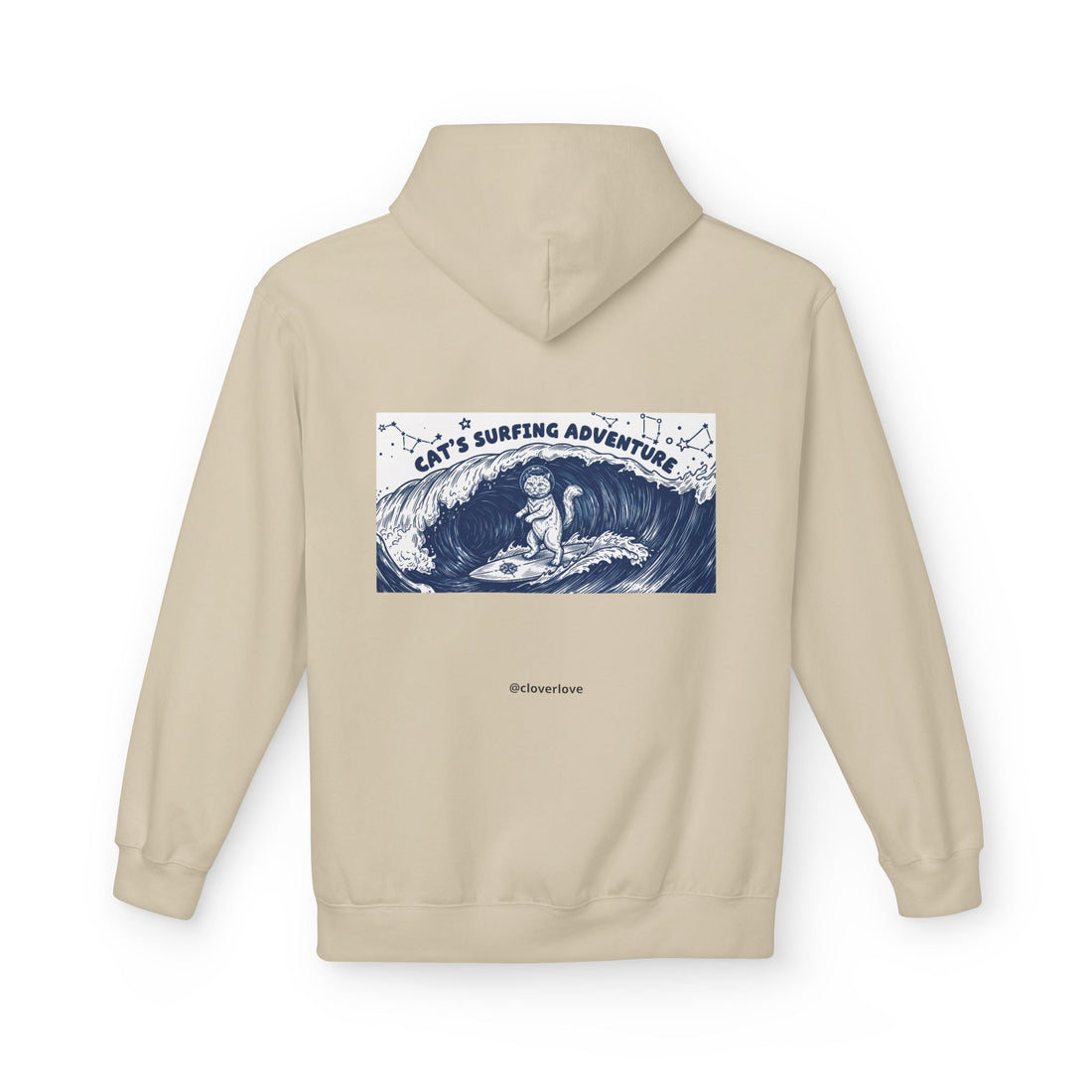 Katzen-Surf-Abenteuer Hoodie | Vintage Meeres-Grafik Sweatshirt