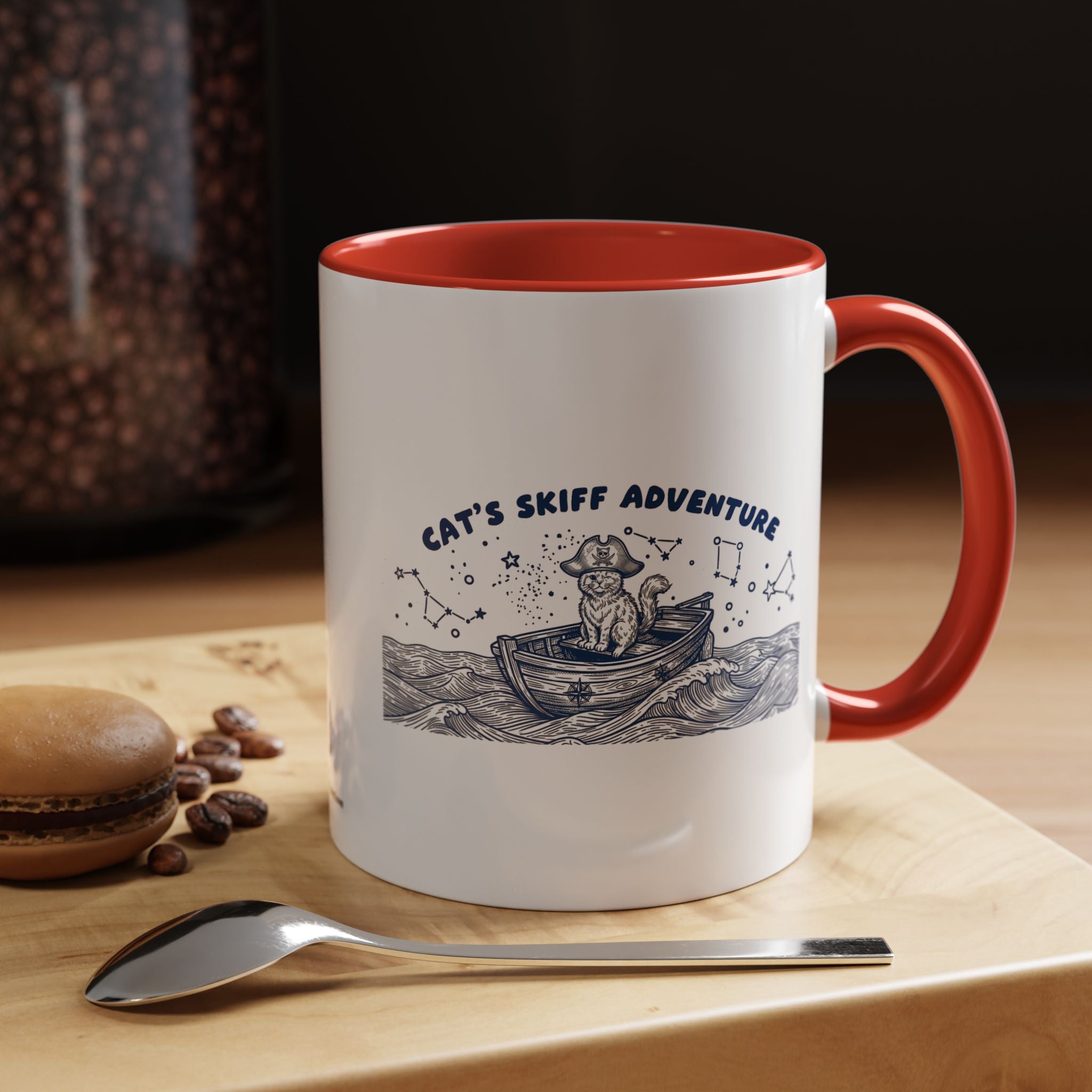 Cat's Skiff Adventure Ocean Mug - Cute Nautical Cat Lover Coffee Cup