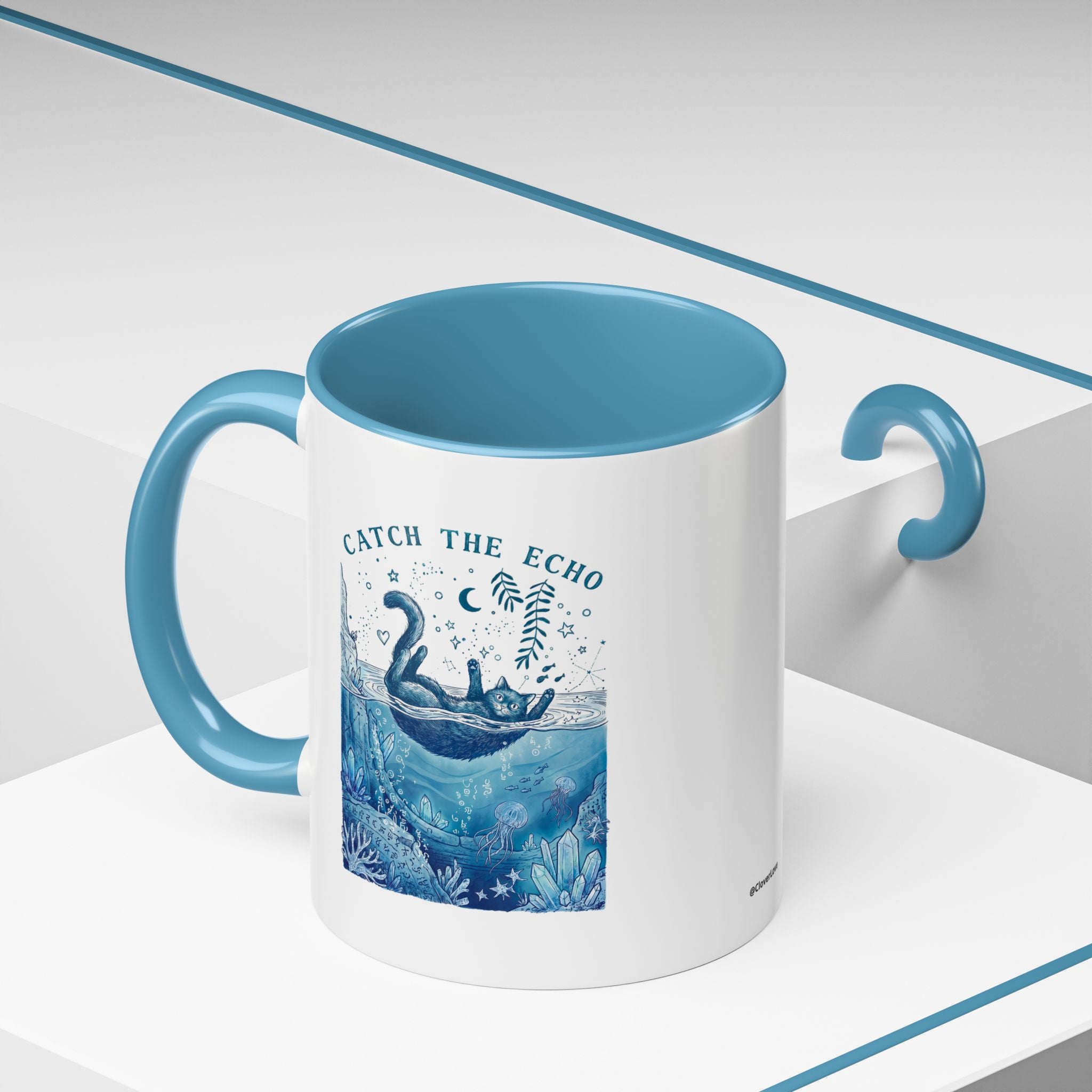 Cat's Ocean Echo Mug - Cute Underwater Cat Lover Coffee Cup