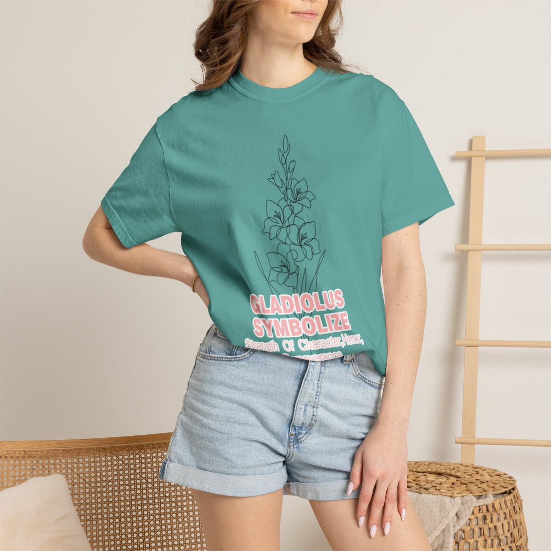 Gladiolus Flower T-Shirt - Inspirational Botanical Graphic Shirt for Flower Lovers