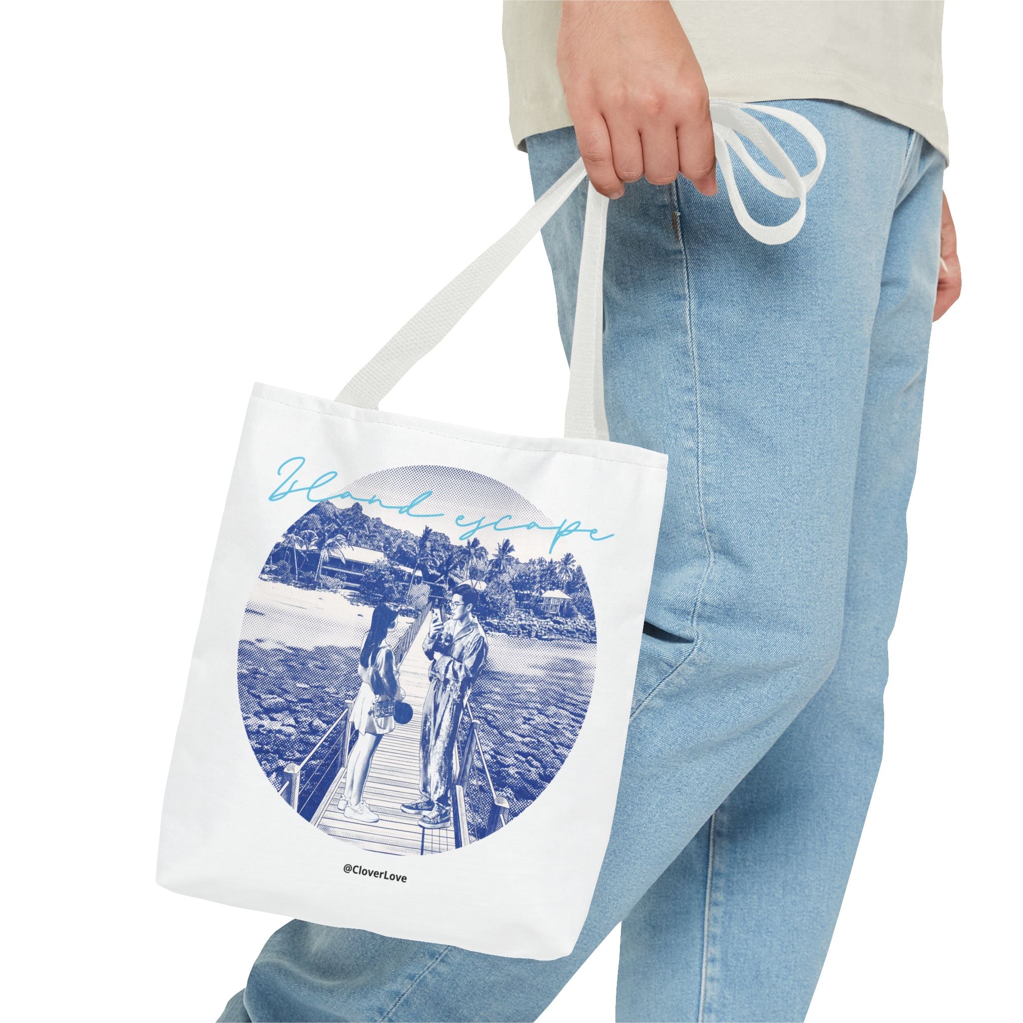Island Escape Tote Bag | Vintage Beach Travel Canvas Bag