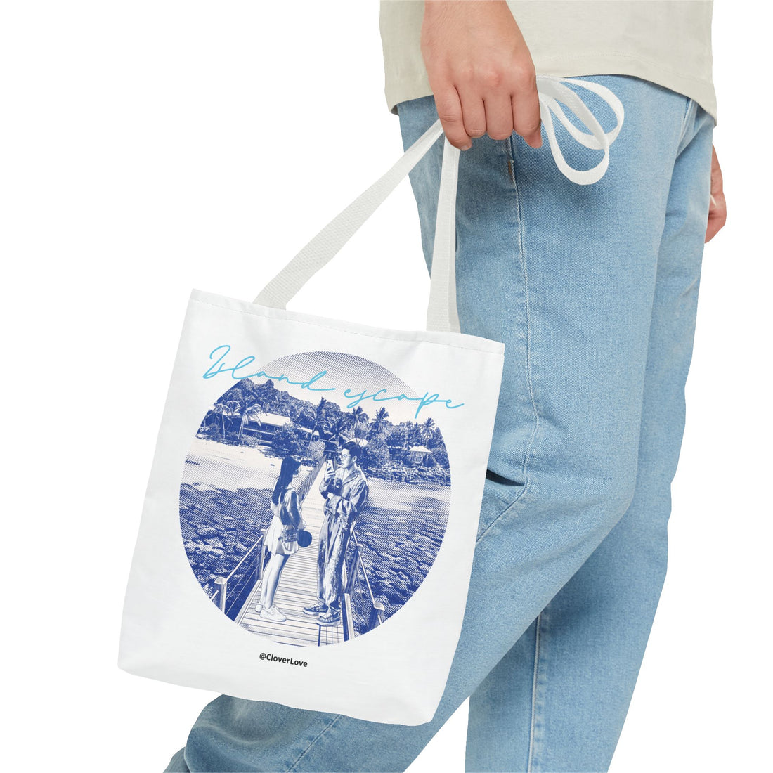 Island Escape Tote Bag | Vintage Beach Travel Canvas Bag
