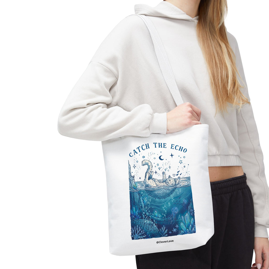 Cat Ocean Adventure Tote Bag | Vintage Underwater Graphic Canvas Bag