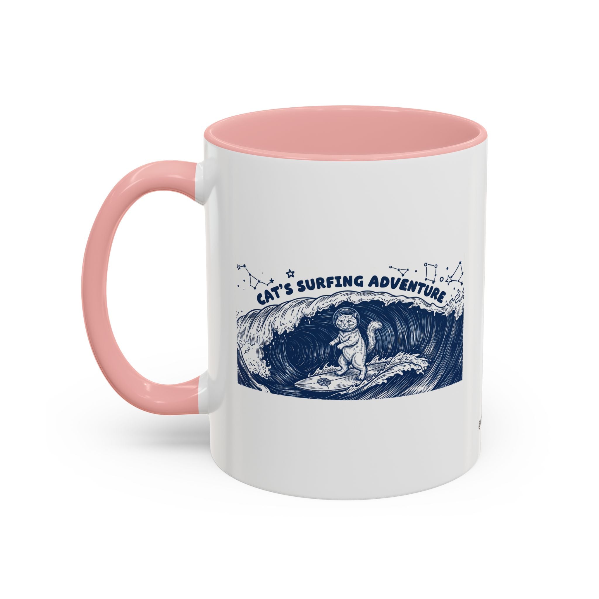 Cat's Surfing Adventure Ocean Wave Mug - Cute Cat Lover Coffee Cup
