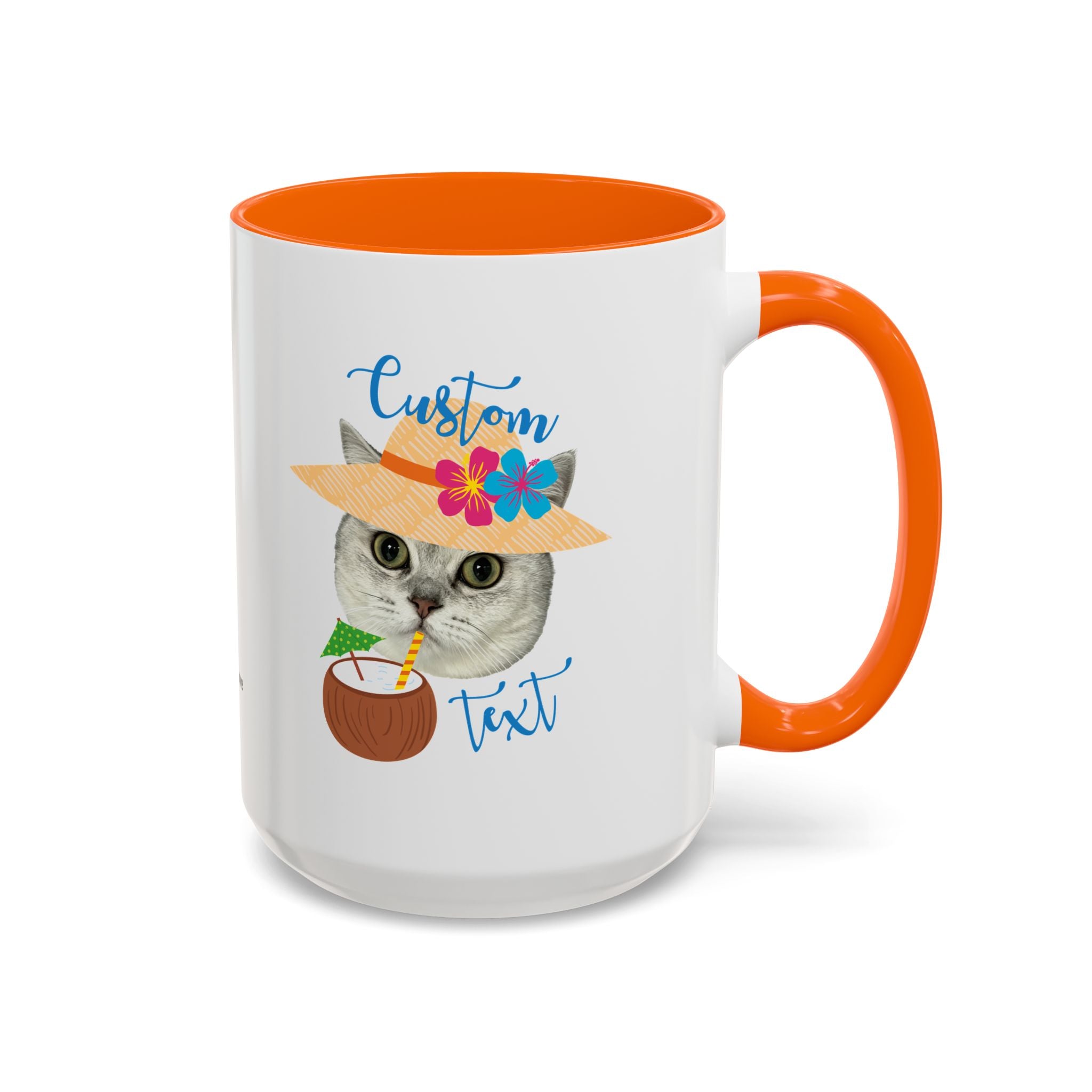 Personalized Summer Cat Mug | Custom Pet Portrait Coffee Cup