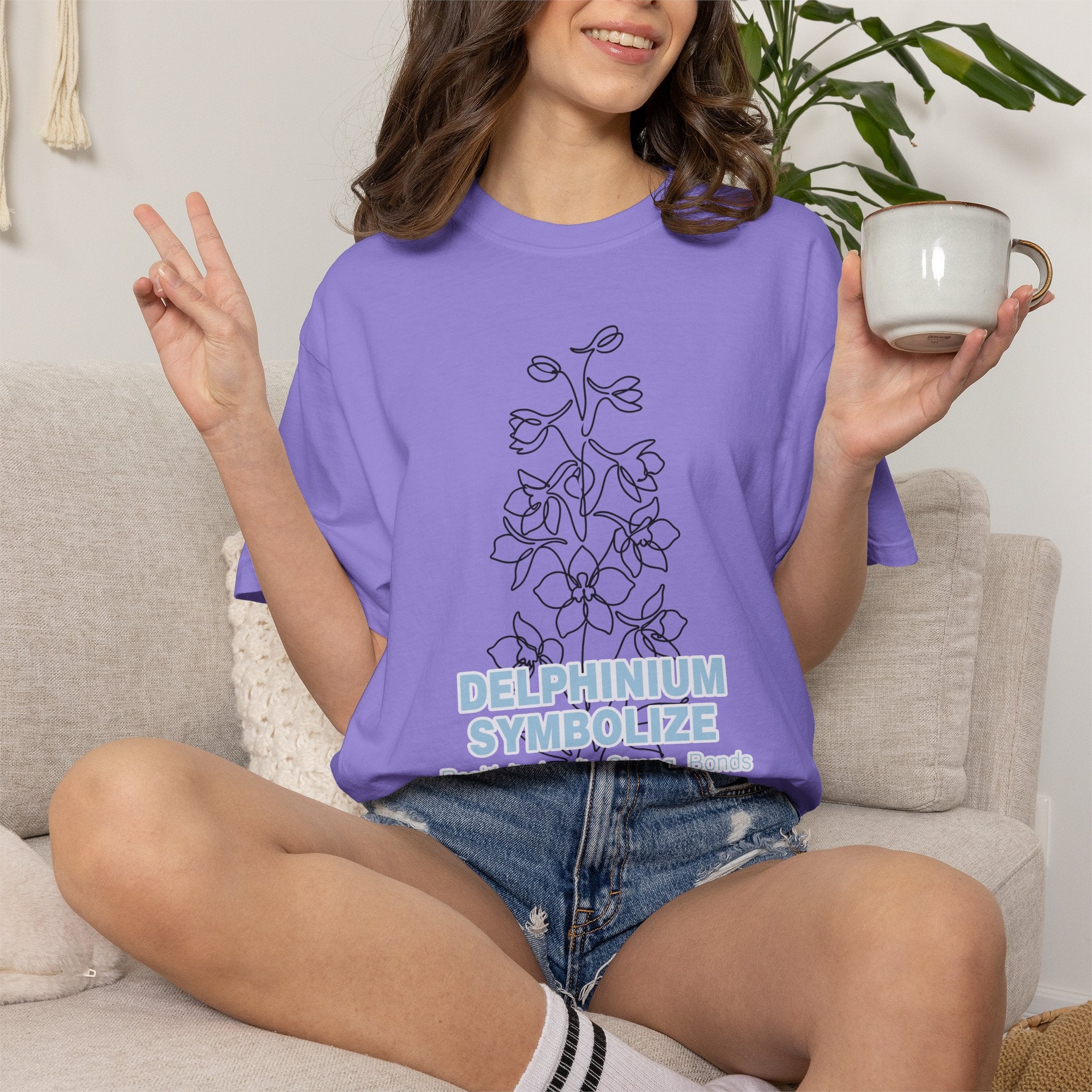 Delphinium Flower T-Shirt - Botanical Graphic Shirt for Flower Lovers