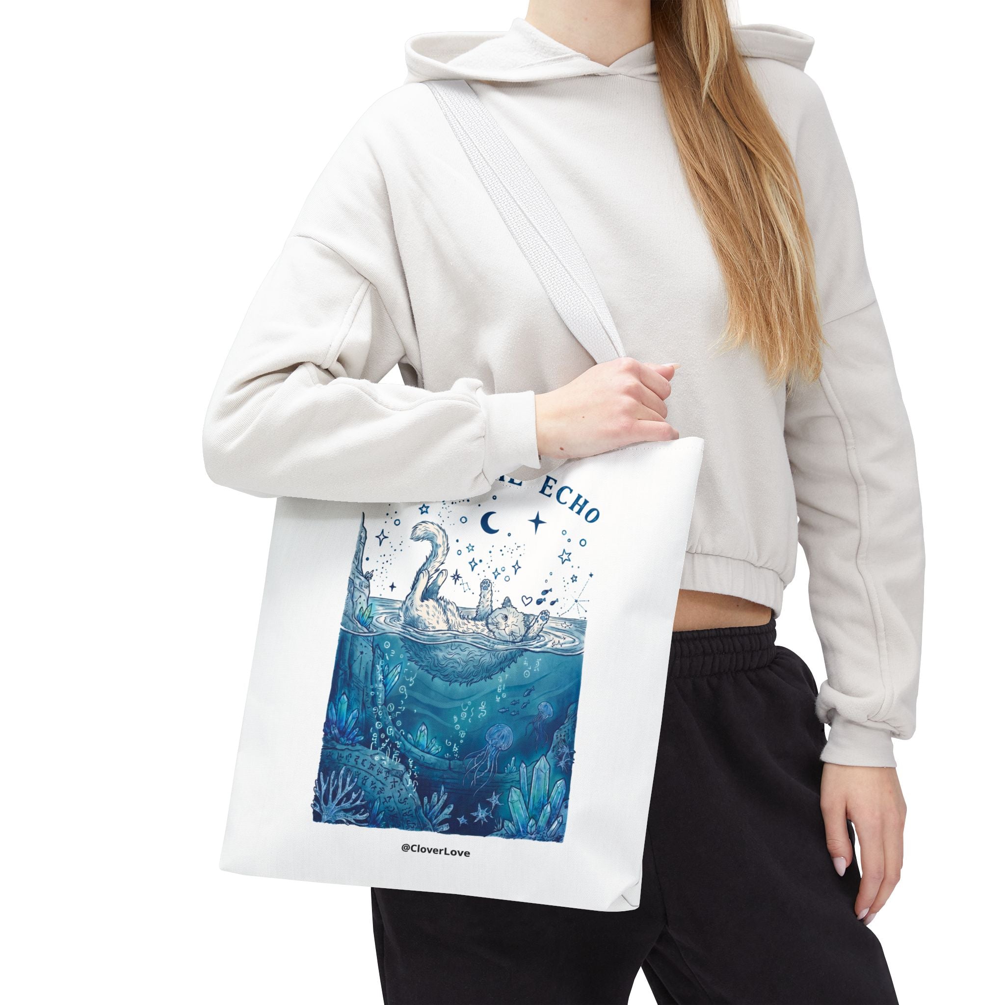 Cat Ocean Adventure Tote Bag | Vintage Underwater Graphic Canvas Bag