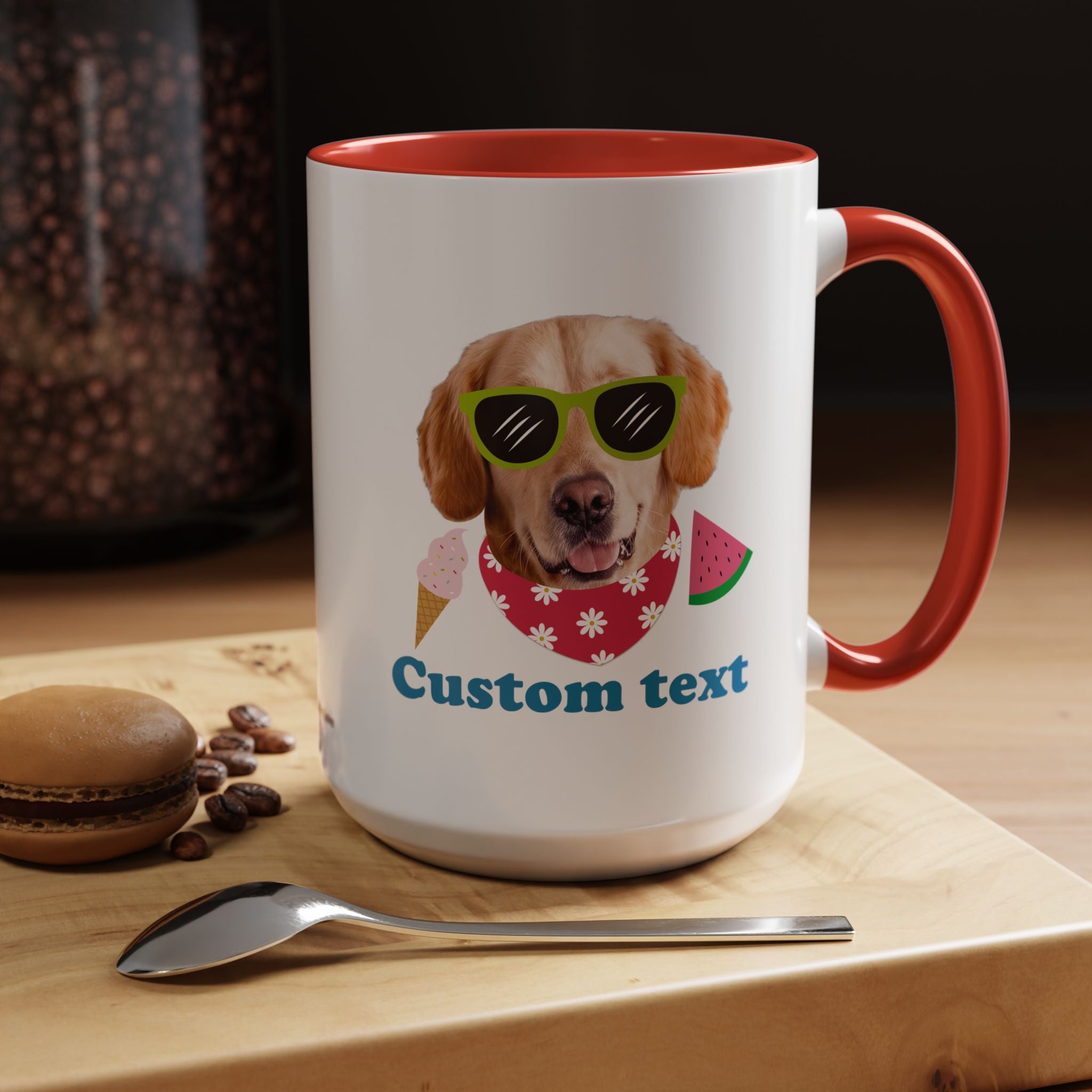 Süße Sommer Hunde-Tasse | Personalisierte Hunde-Foto-Kaffeetasse mit individuellem Text