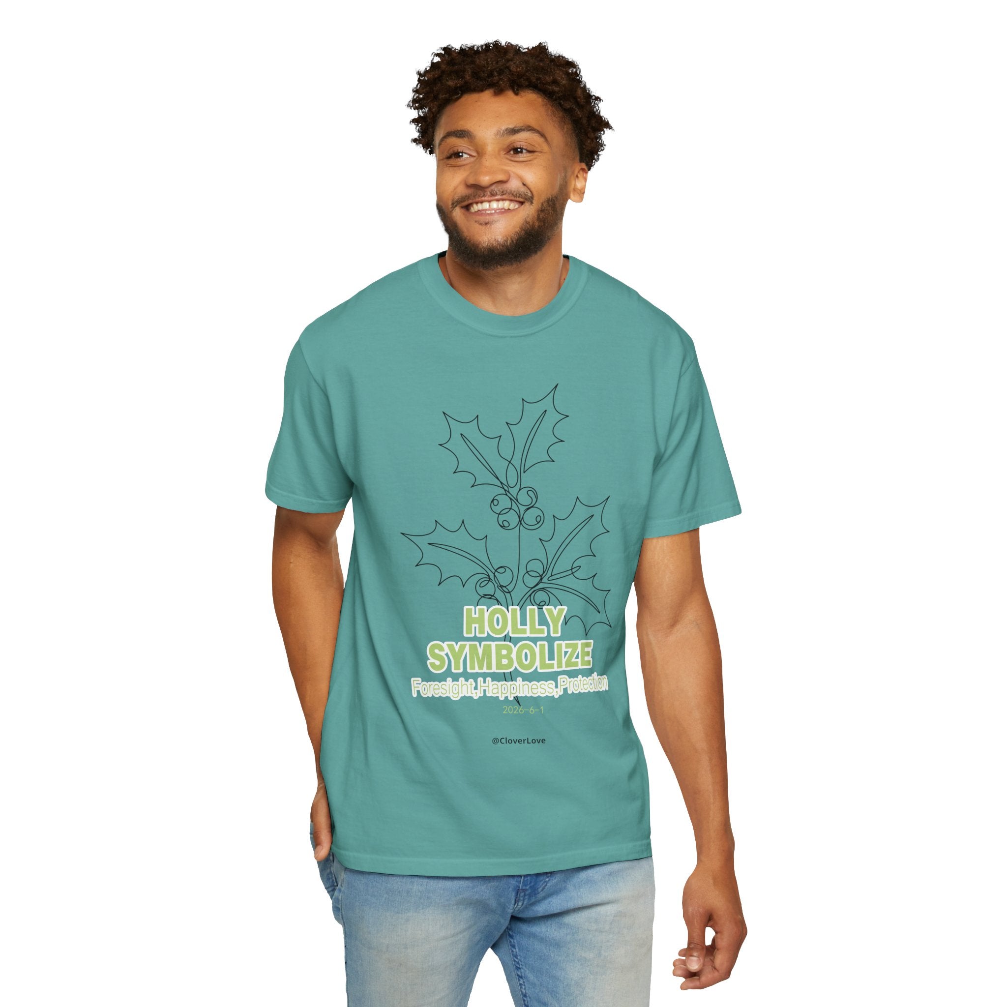 Holly Botanical T-Shirt - Winter Floral Graphic Shirt for Nature Lovers