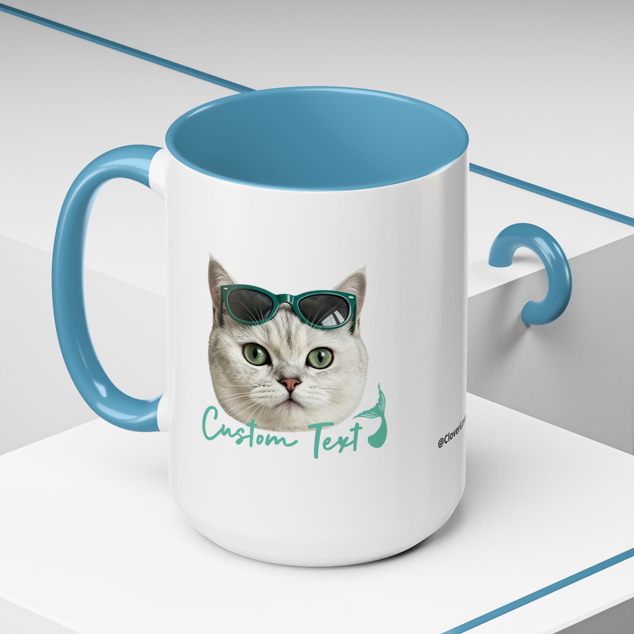 Mermaid Cat Summer Mug | Personalized Cat Coffee Cup With Custom Text