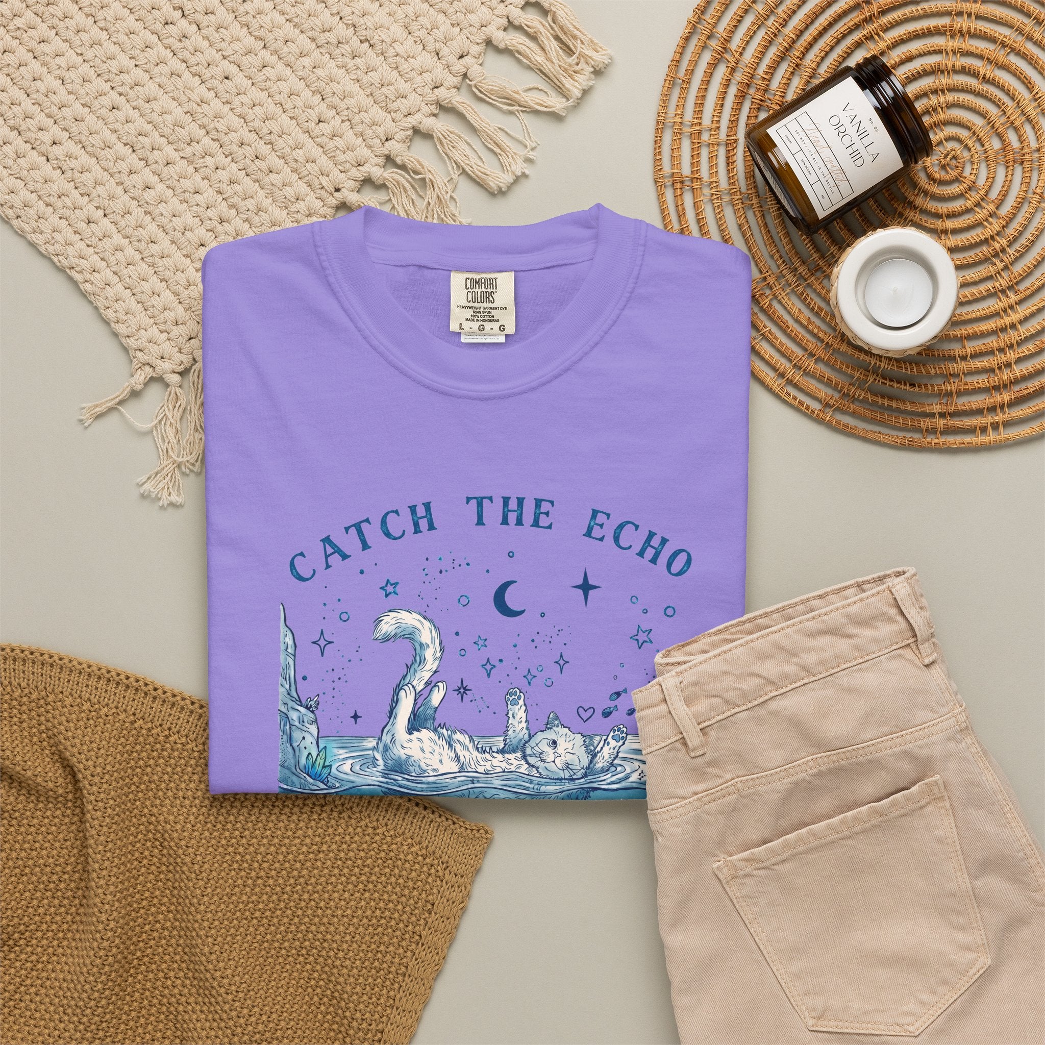 Catch The Echo Cat T-Shirt - Vintage Fantasy Animal Shirt for Cat Lovers
