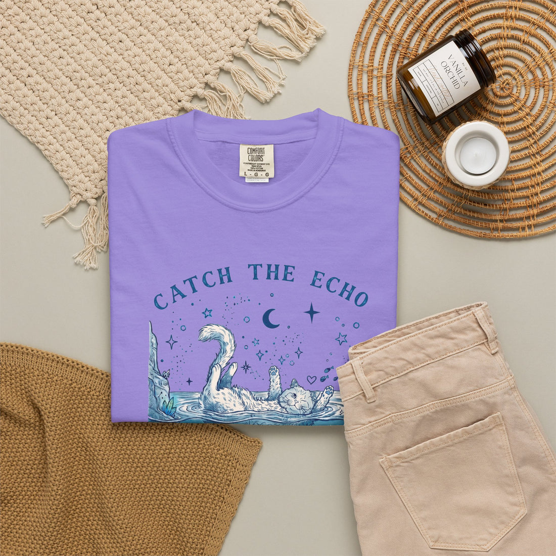 Catch The Echo Cat T-Shirt - Vintage Fantasy Animal Shirt for Cat Lovers