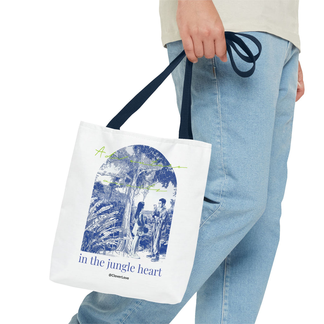 In The Jungle Heart Travel Tote Bag | Vintage Jungle Adventure Canvas Tote Bag