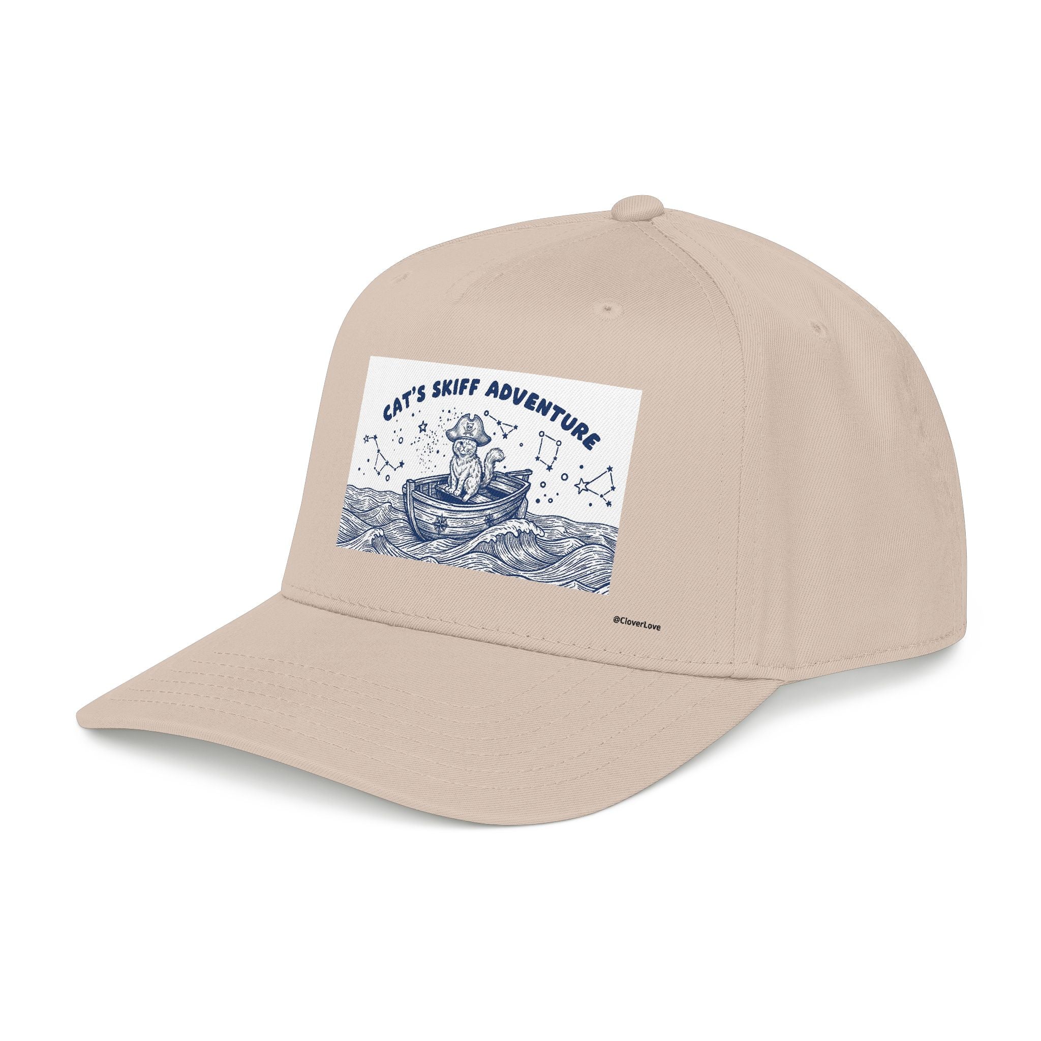 Cat Boat Hat - Ocean Adventure Baseball Cap, Nautical Cat Lover Gift, Coastal Travel Hat
