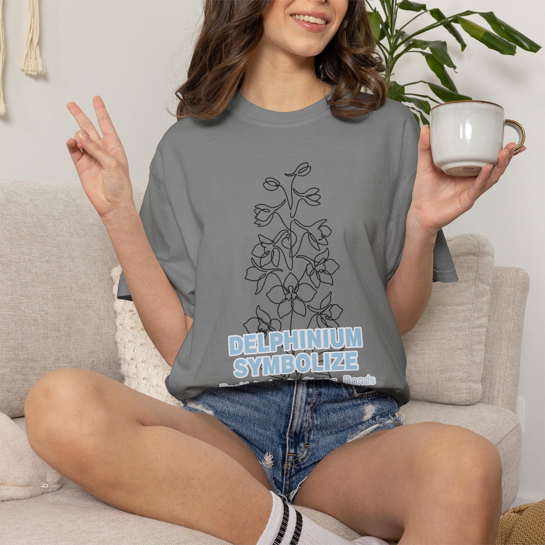 Delphinium Flower T-Shirt - Botanical Graphic Shirt for Flower Lovers