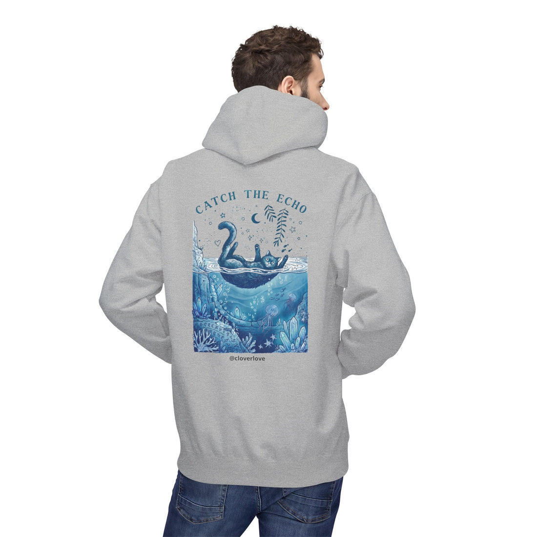 Katzen-Ozean-Abenteuer-Kapuzenpullover | Vintage Unterwasser-Grafik-Sweatshirt