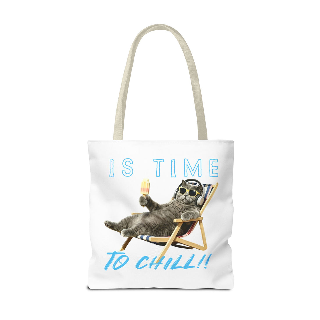 Summer Chill Cat Tote Bag | Funny Cat Lover Beach Bag